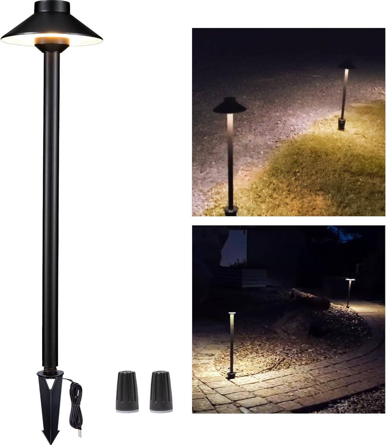 Black Brass LED Pathway Light with 2700K Bulb