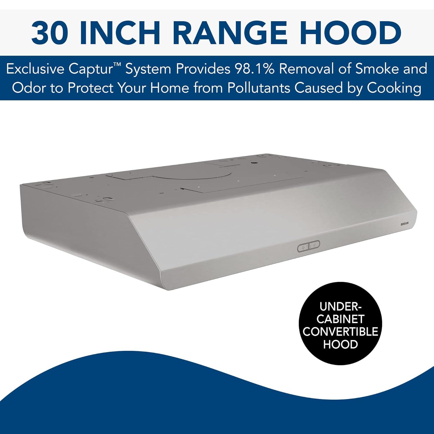 Broan BKDF130SSK 30 inch Stainless Under Cabinet Range Hood