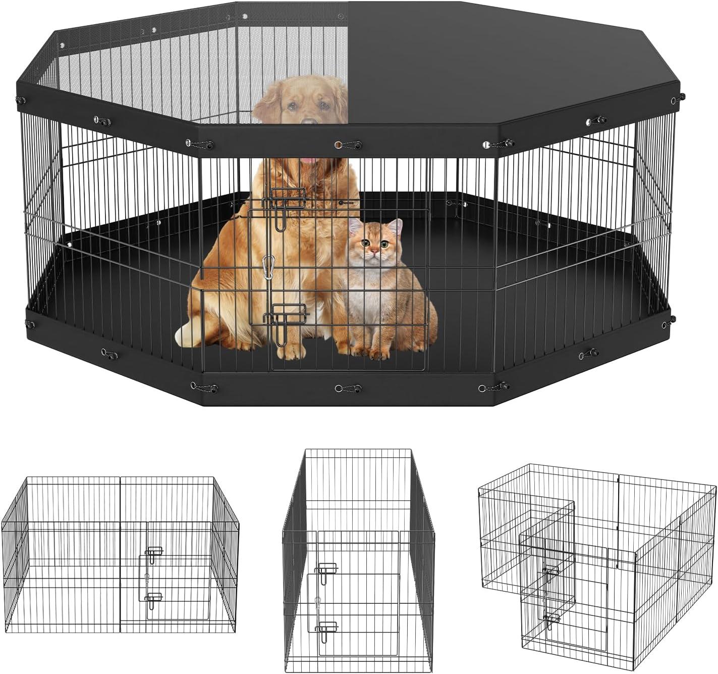 24'' H 8 Panel Metal Exercise Pen With Door