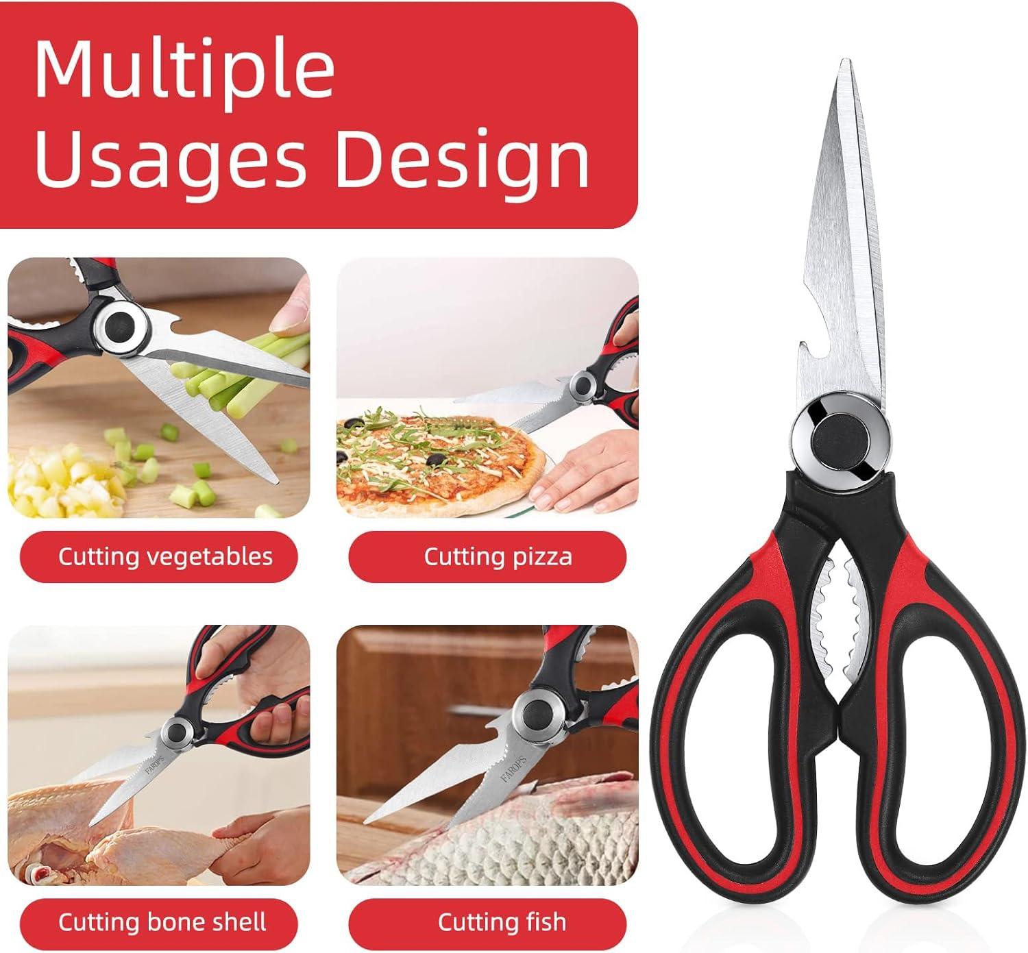 Kitchen Scissor For General Use 2-Packs,Heavy Duty Kitchen Raptor Meat Shears,Dishwasher Safe Cooking Scissors, Stainless Steel Multi-function Scissors For Food,Chicken,Poultry, Fish, Pizza