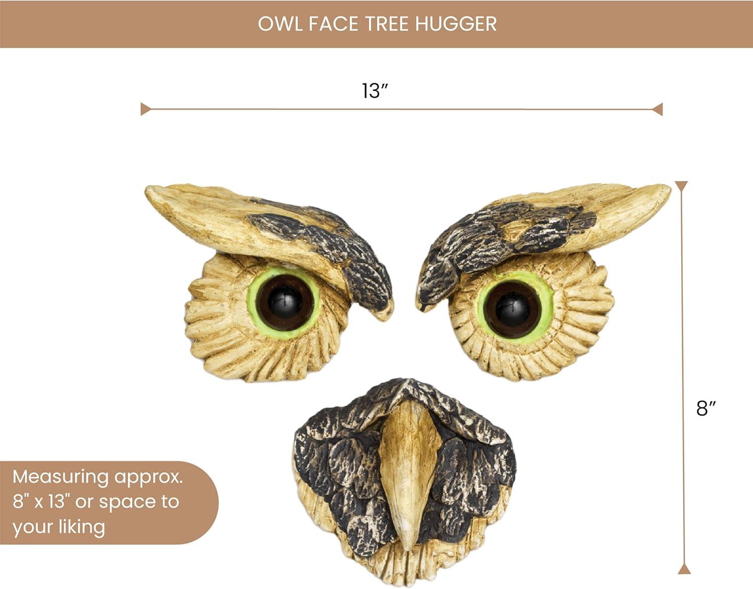 Whimsical Polyresin Owl Face Tree Hugger Yard Art