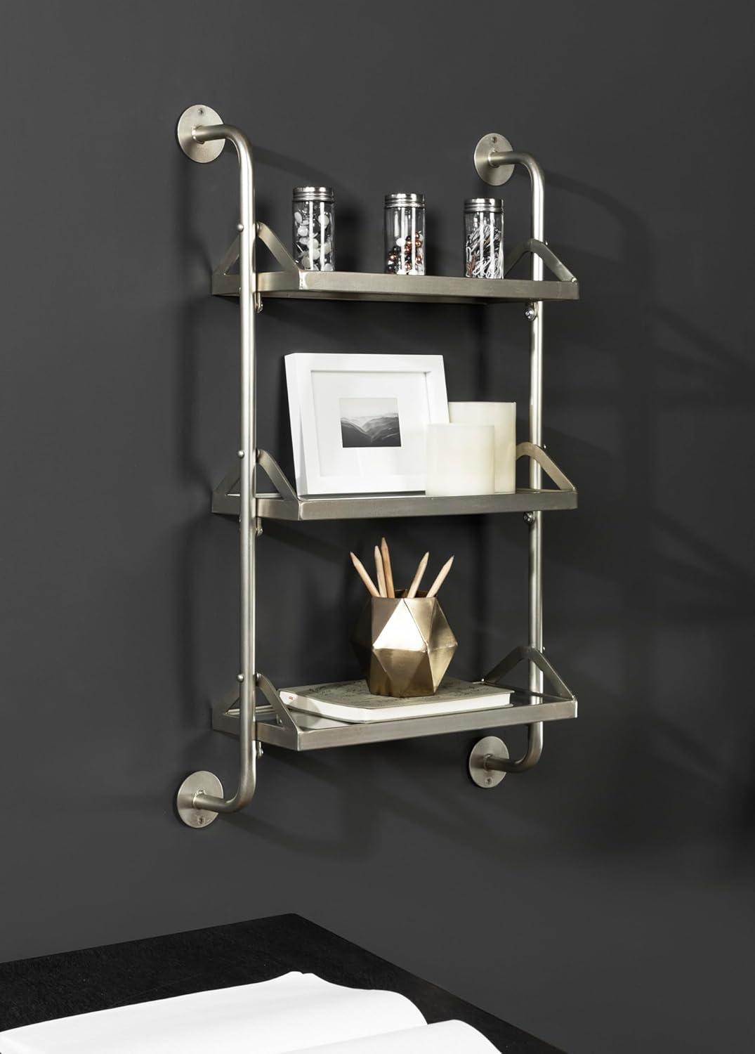 Kate & Laurel All Things Decor 18"x30" Marit Three-Tier Wall Shelf Gold