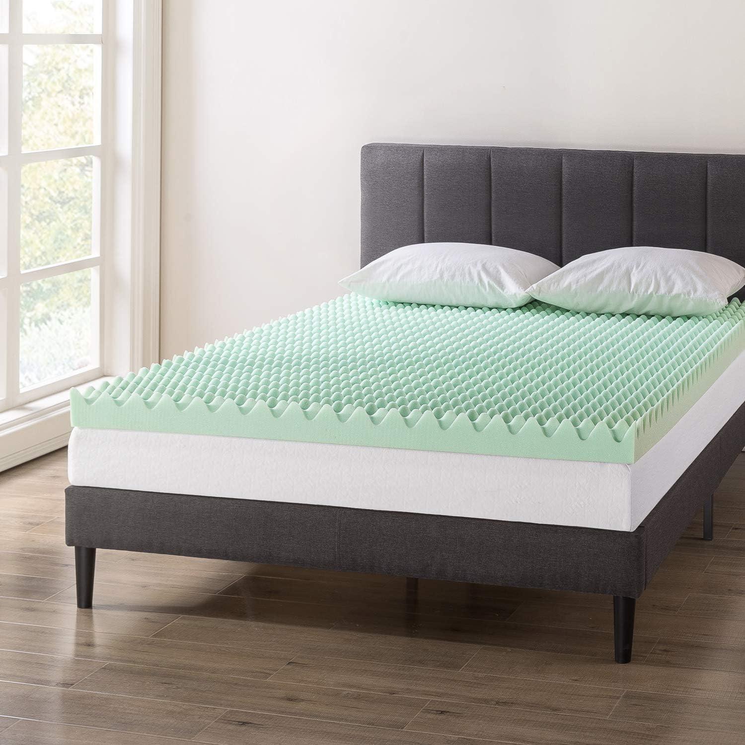 Full Size Green Egg Crate Memory Foam Mattress Topper