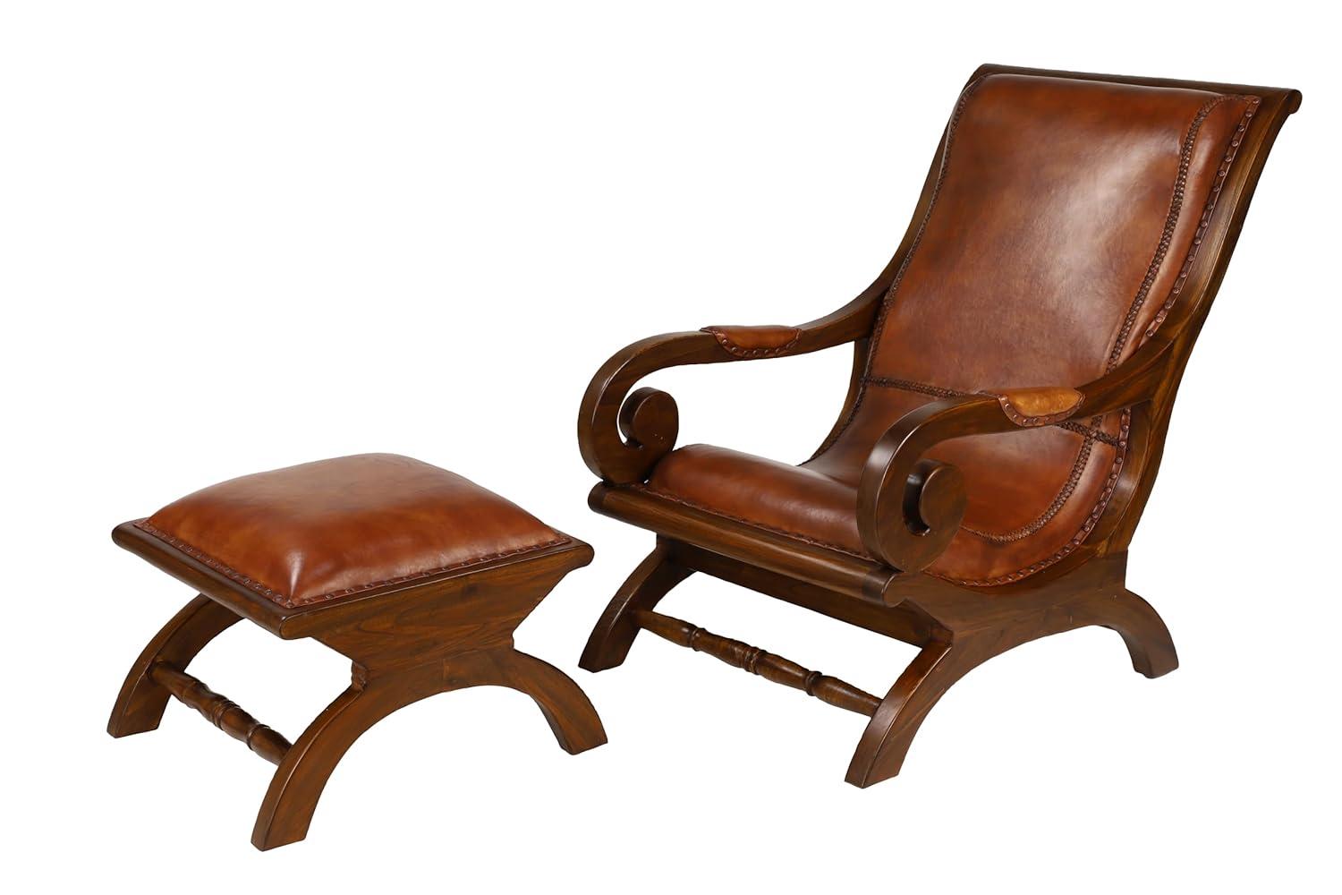 Traditional Leather Accent Chair Dark Brown - Olivia & May: Sturdy, Sophisticated, No Assembly Required
