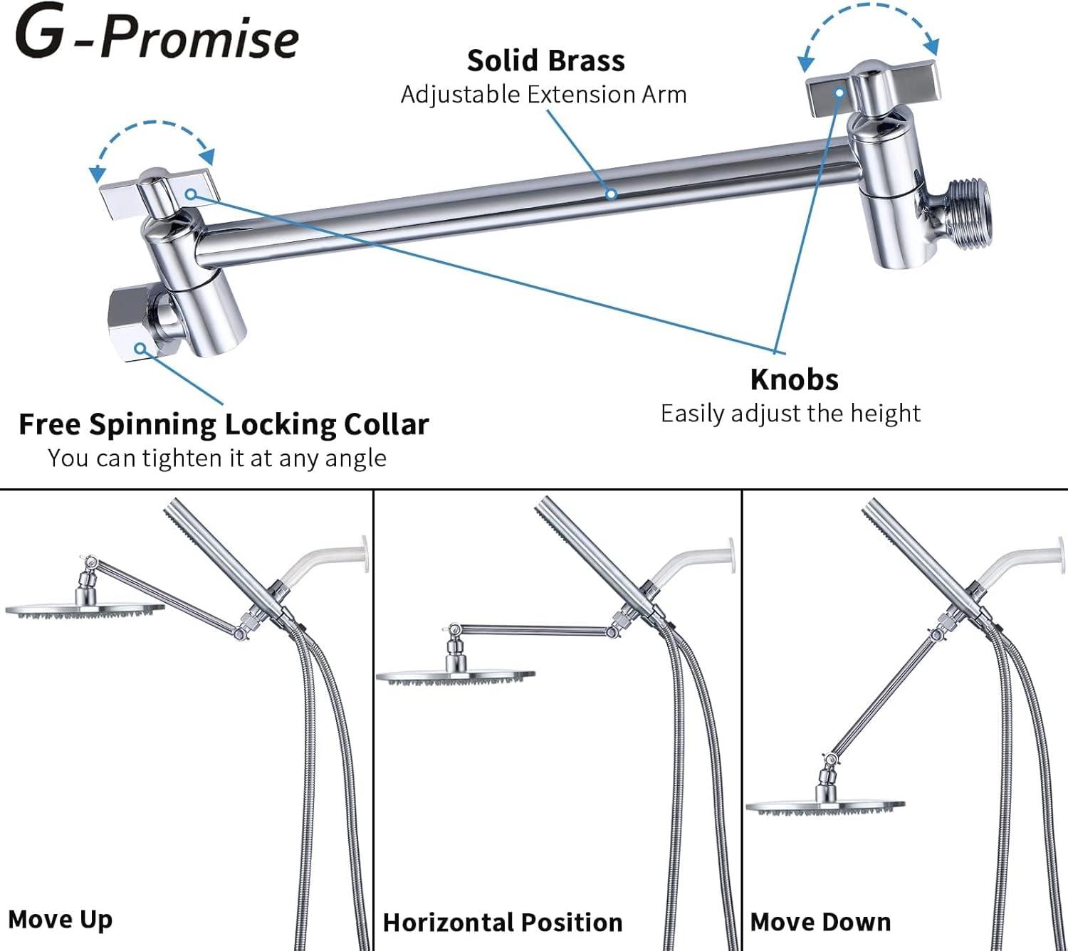 All Metal 10 Inch High Pressure Rainfall Shower Head With Handheld Shower