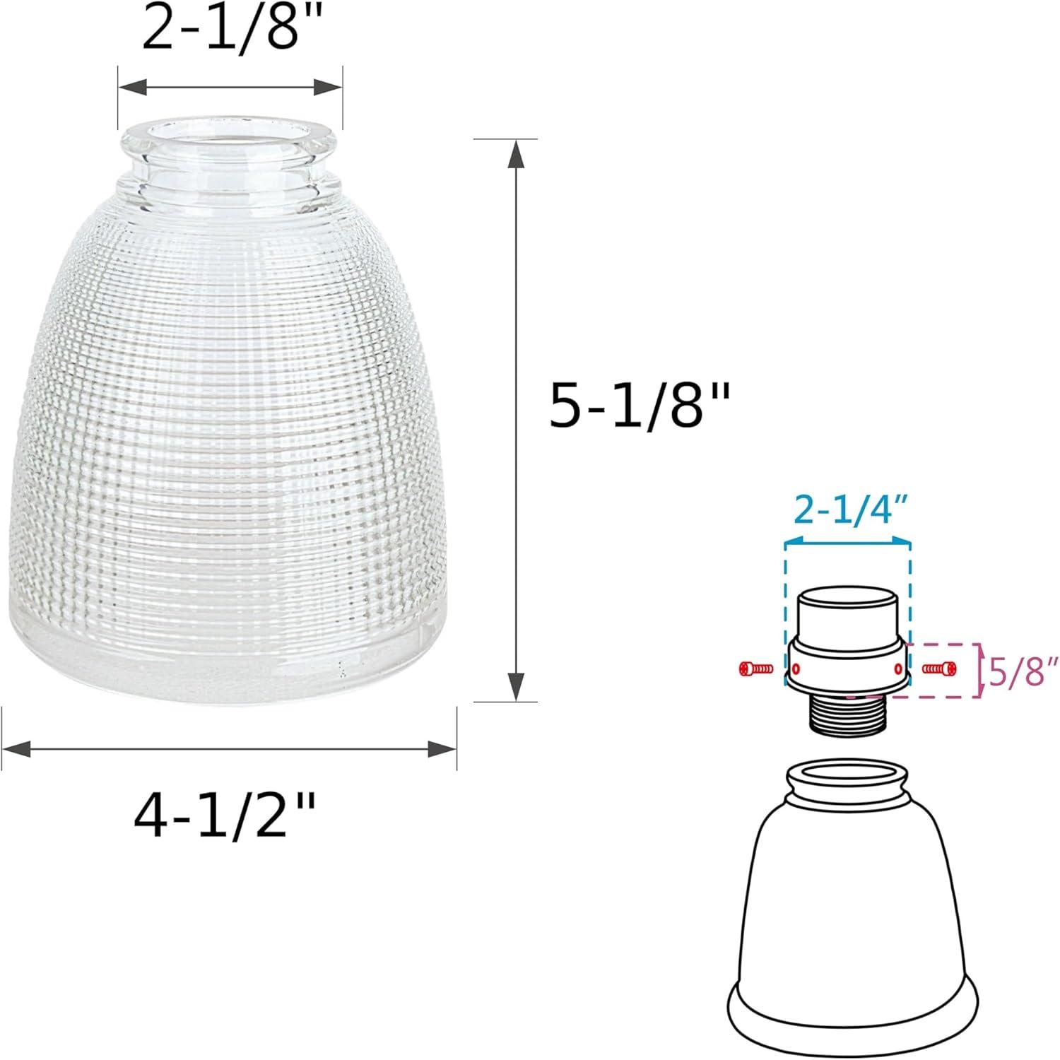 Aspen Creative 23111-4 Transitional Style Replacement Clear with Grid Pattern Glass Shade, 2-1/8" Fitter Size, 5-3/8" high x 4-5/8" diameter, 4 Pack