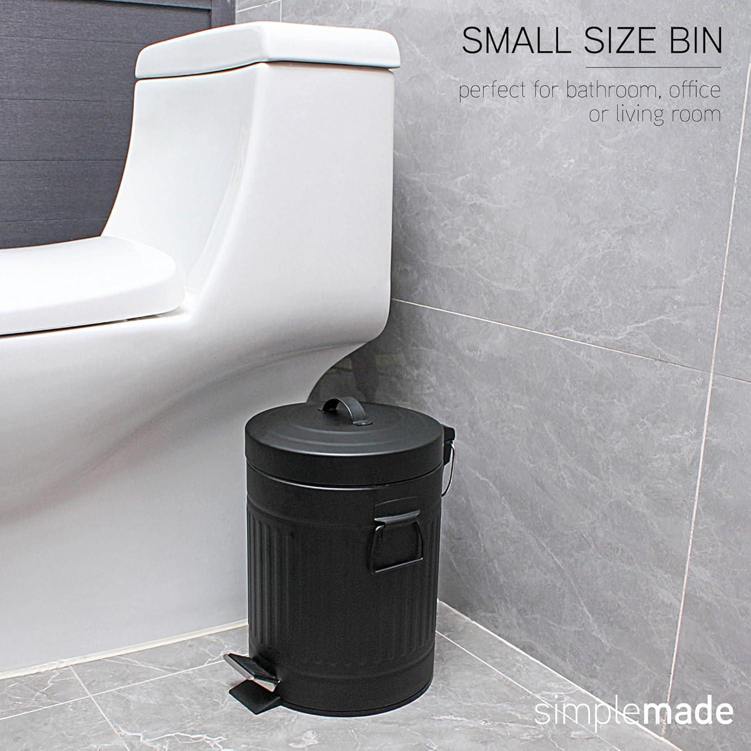 Black Stainless Steel Cylindrical Pedal Trash Can