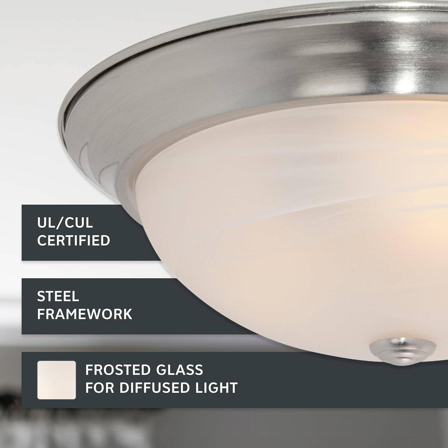 Designers Fountain 15 inch Large 3-Light Satin Platinum Flush Mount Ceiling Light, 1257L-SP-AL