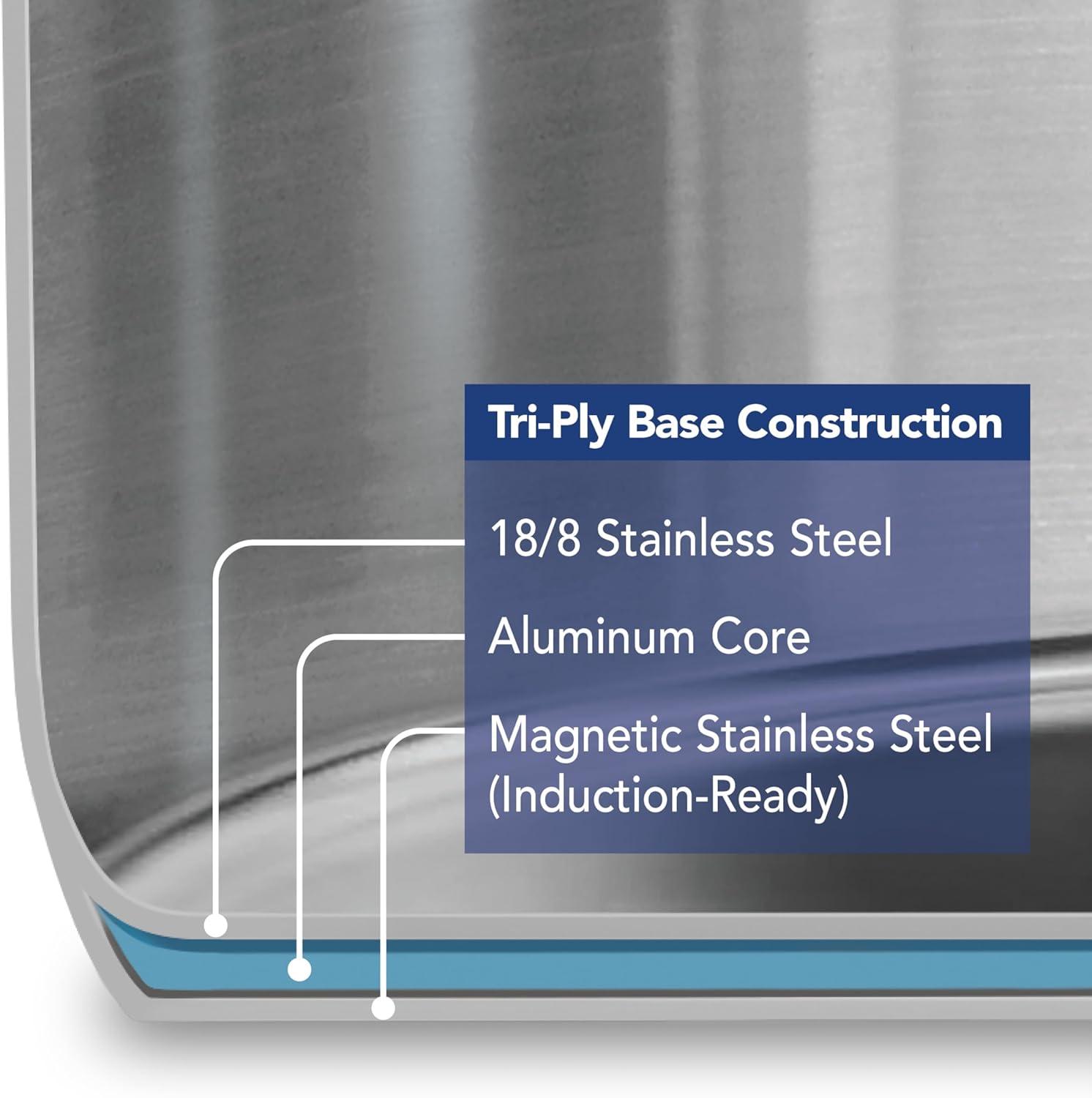 Tramontina Tramontina Tempo Tri-Ply Base Stainless Steel 6-Quart Braiser Pan with Glass Lid, Induction-Ready, Oven-Safe, Dishwasher-Safe