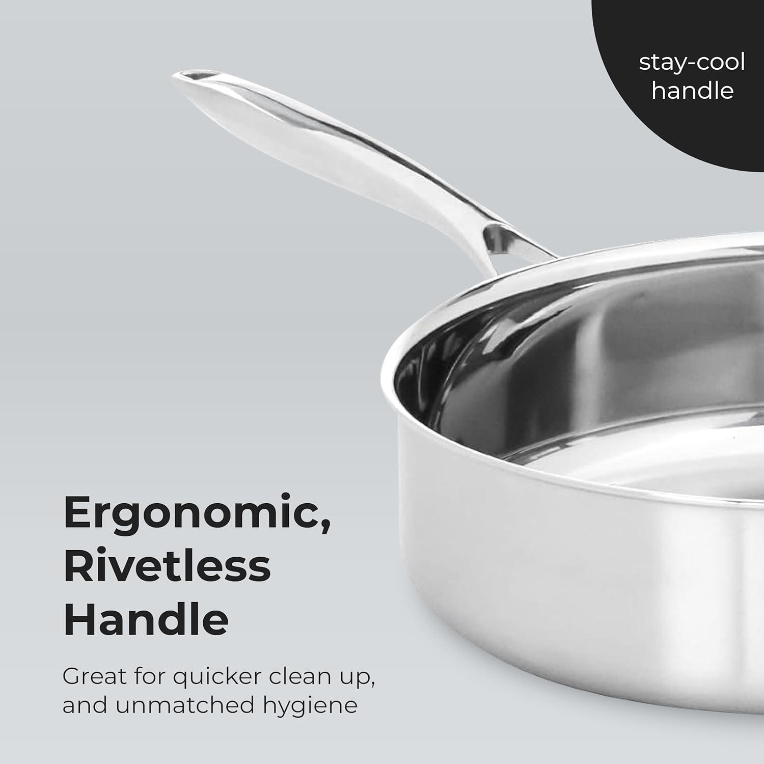 Frieling 4.5 Quarts Non-Stick Stainless Steel Saute Pan with Lid