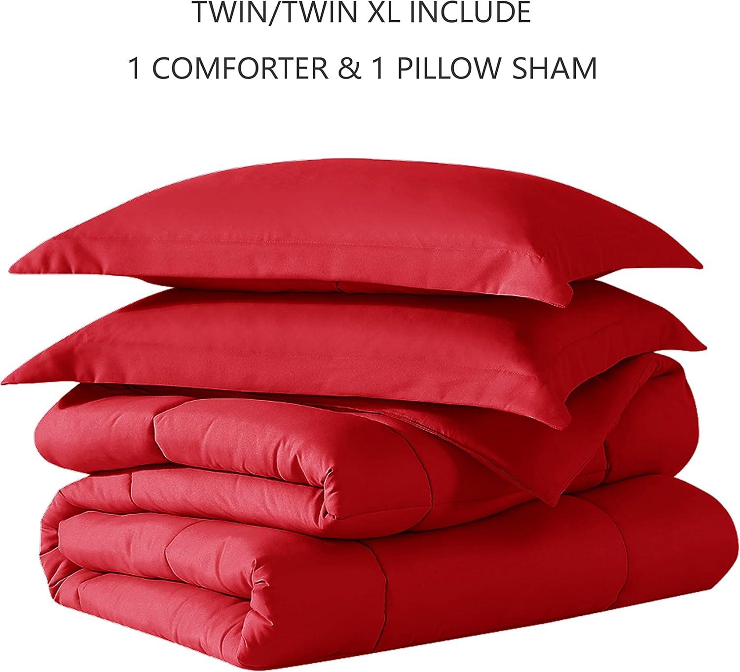 Twin Red Down Alternative Microfiber Comforter Set