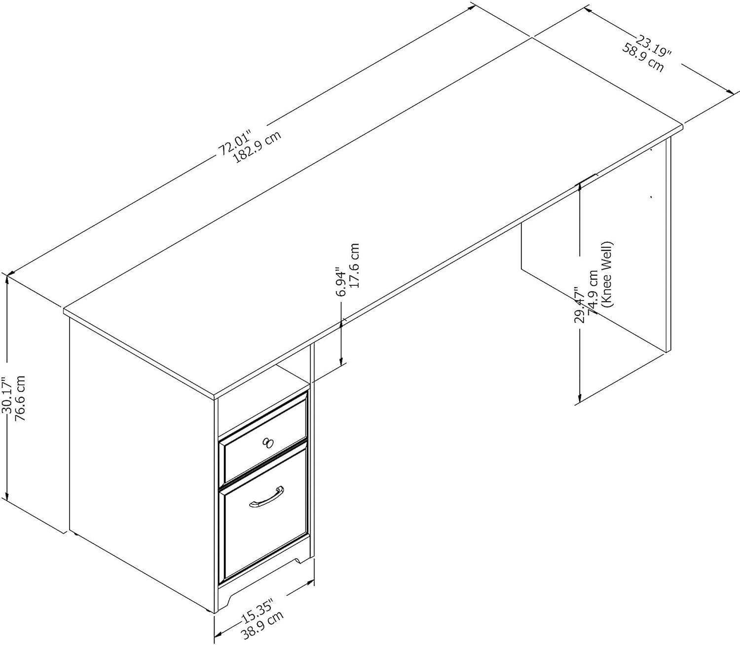 Transitional Harvest Cherry 72" Home Office Desk with Filing Cabinet