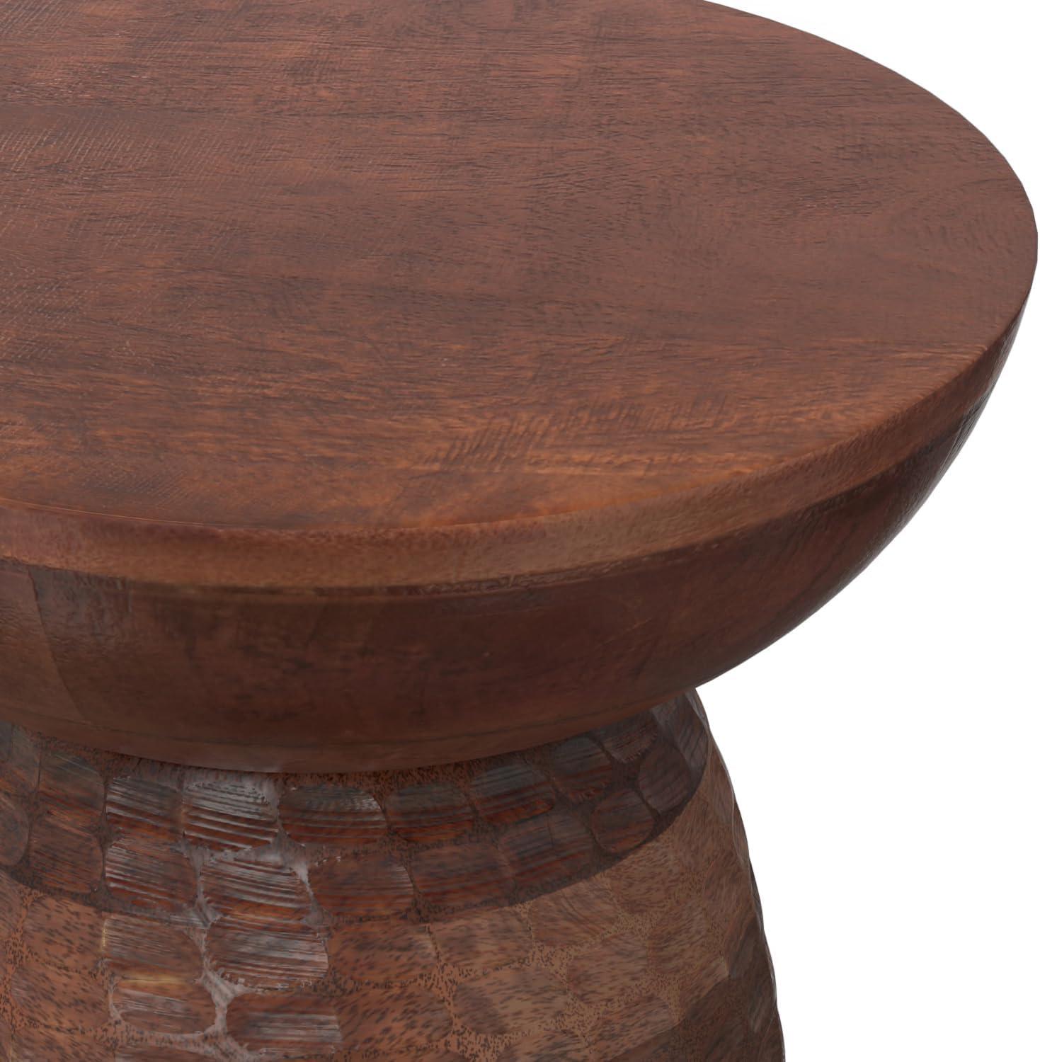 Boyd Warm Dark Brown Solid Wood Round Accent Table