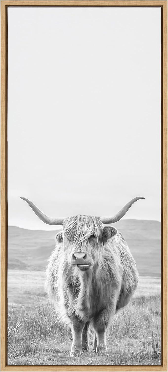 Sylvie Highland Cow Landscape BW Framed Canvas by Creative Bunch - Kate & Laurel All Things Decor