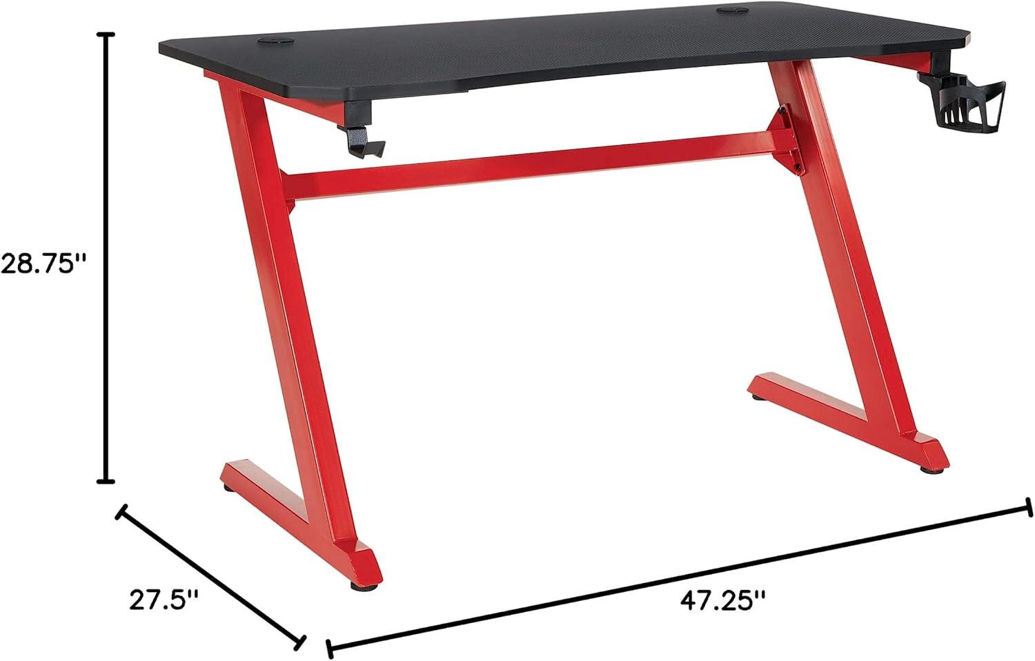 Ghost Battlestation Gaming Desk in Matte Black Top and Red Legs