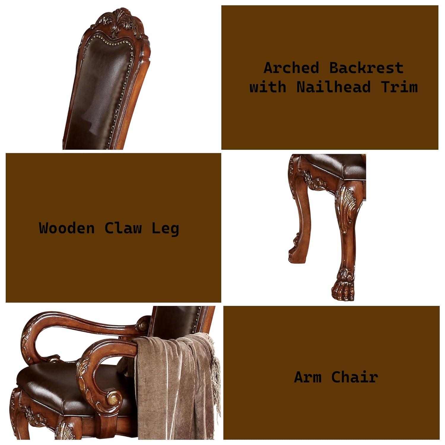 Acme Furniture Dresden Dining Chairs Brown Synthetic Leather/Cherry Oak Finish