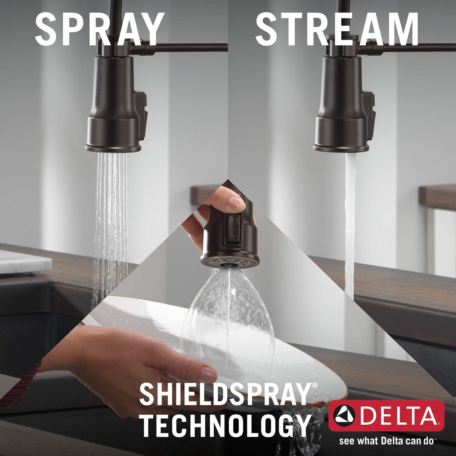 Theodora Pro Commercial Pull Down Sprayer Kitchen Sink Faucet, add ShieldSpray to spray options