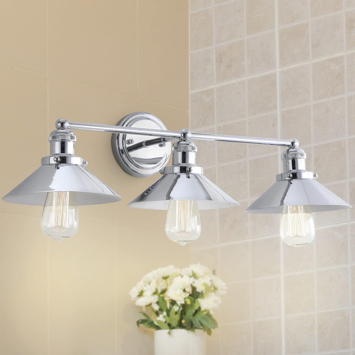 July 26.5" Chrome 3-Light Metal Vanity Light