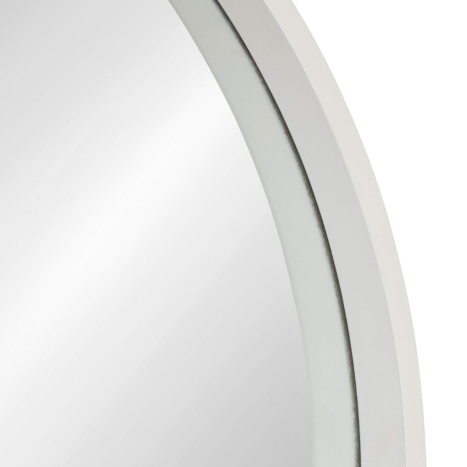 Kate and Laurel All Things Decor 26" x 26" Travis Round Wood Accent Wall Mirror White: Modern MDF Framed, No Assembly Required