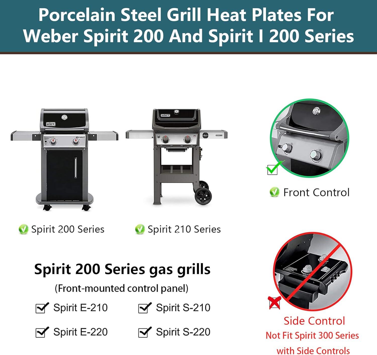 GasSaf 15.3inch Flavorizer Bar Replacement for Weber 7635, Spirit 200 Series, Spirit E-210, S-210, E-220, S-220 with Front Controls Panel, 3-Pack Stainless Steel Flavor Bar(15.3"x3.5"x2.5")