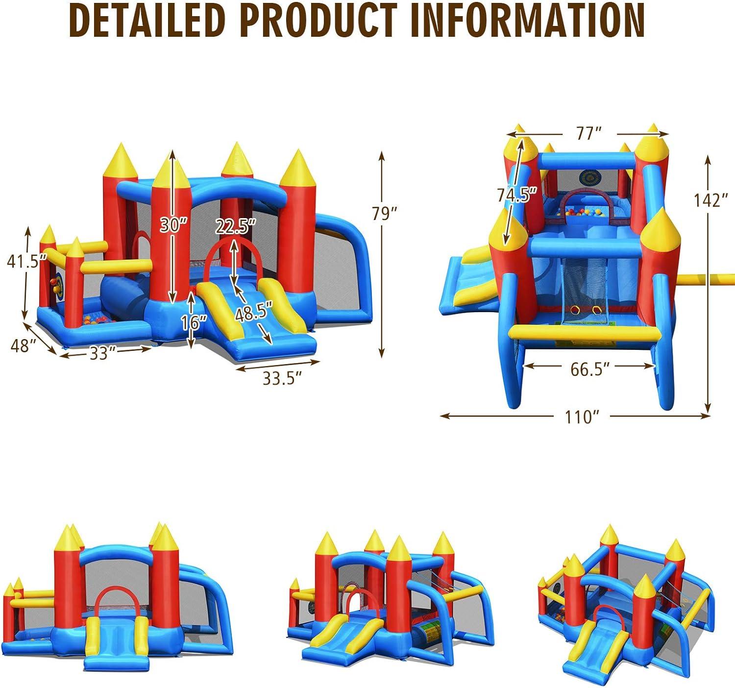 Canddidliike Kid Inflatable Slide Jumping Castle Bounce House with 740w Blower, Bounce House for Kids and Toddler, Inflatable Bouncy Castle