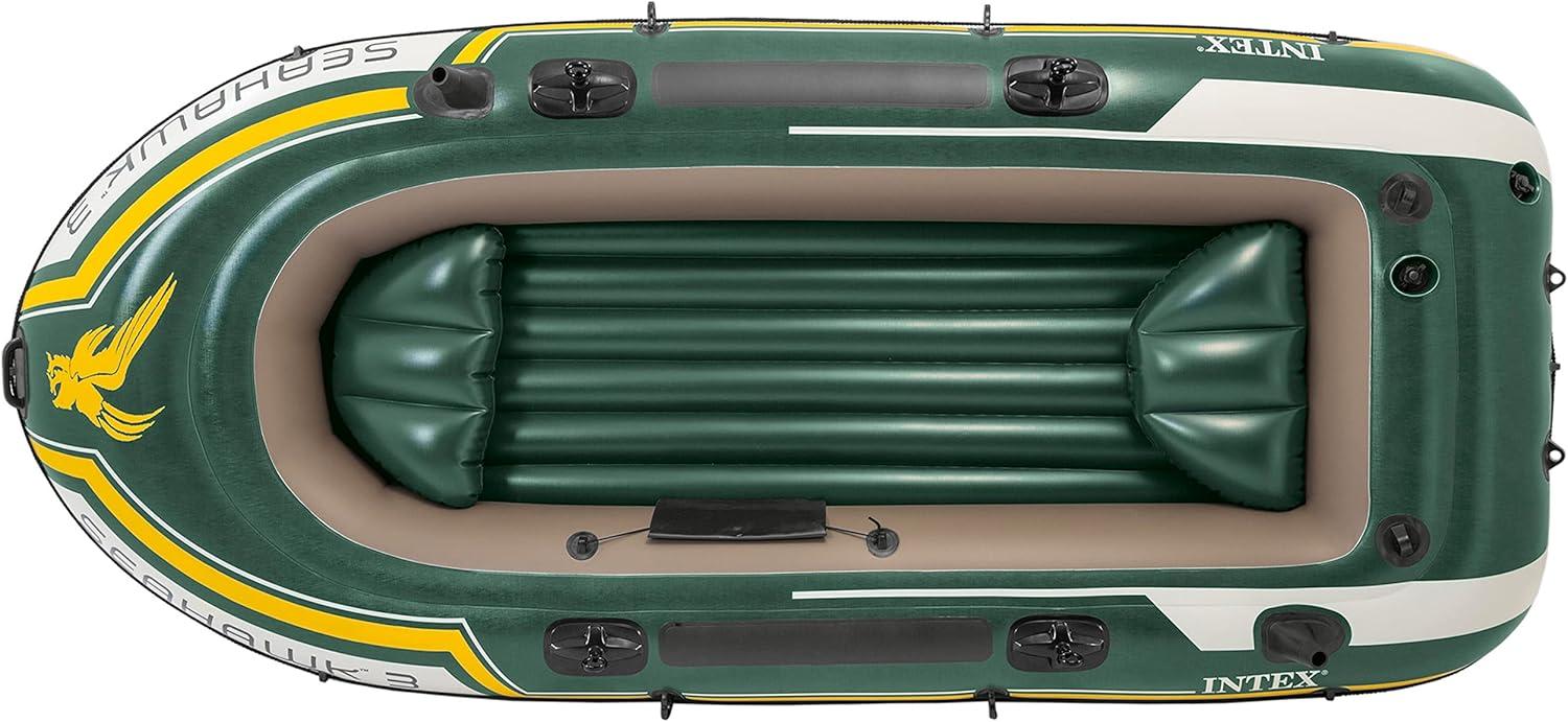 Intex Seahawk Inflatable Floating Boat Raft Set with Oars & Air Pump