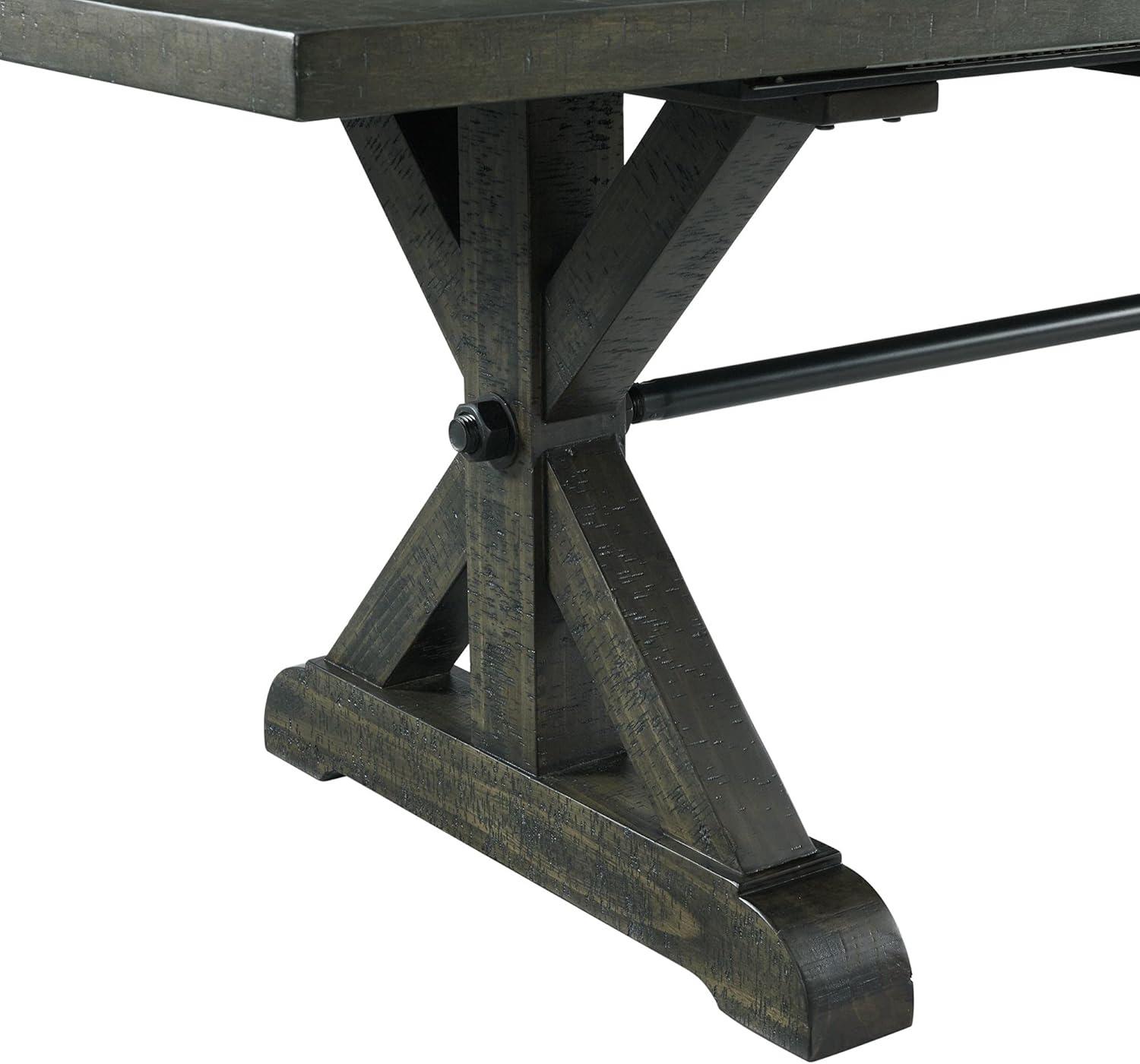 Distressed Gray Wood Trestle 96" Extendable Dining Table