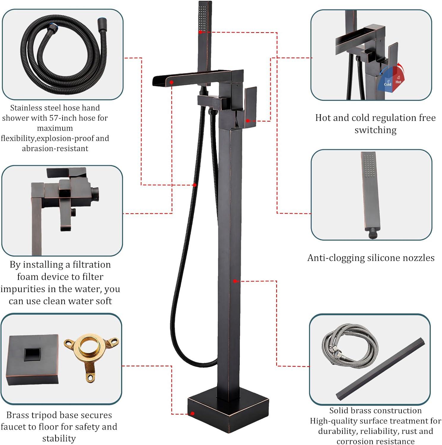 Bathroom Freestanding Tub Filler with Diverter