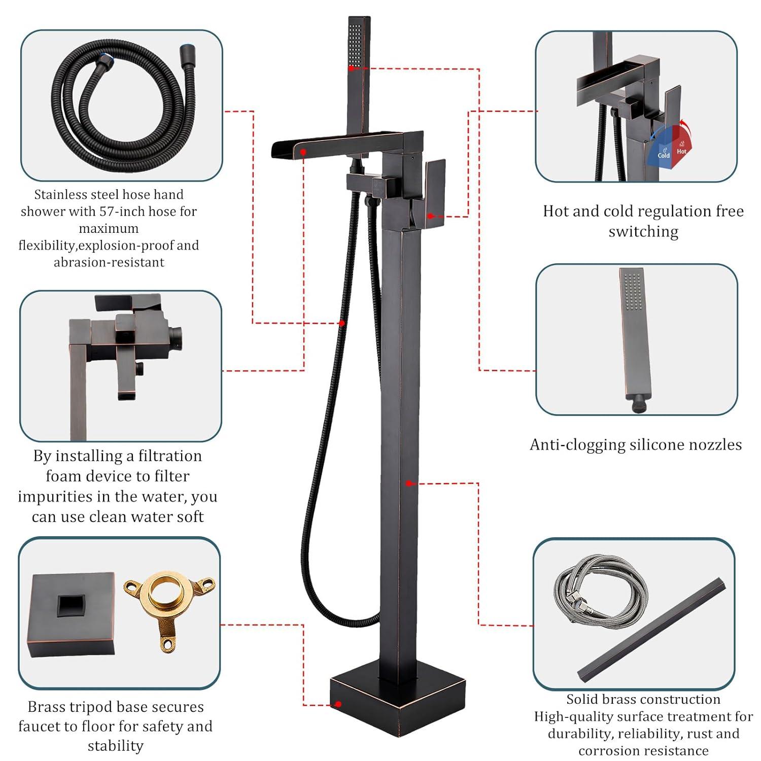 Bathroom Freestanding Tub Filler with Diverter