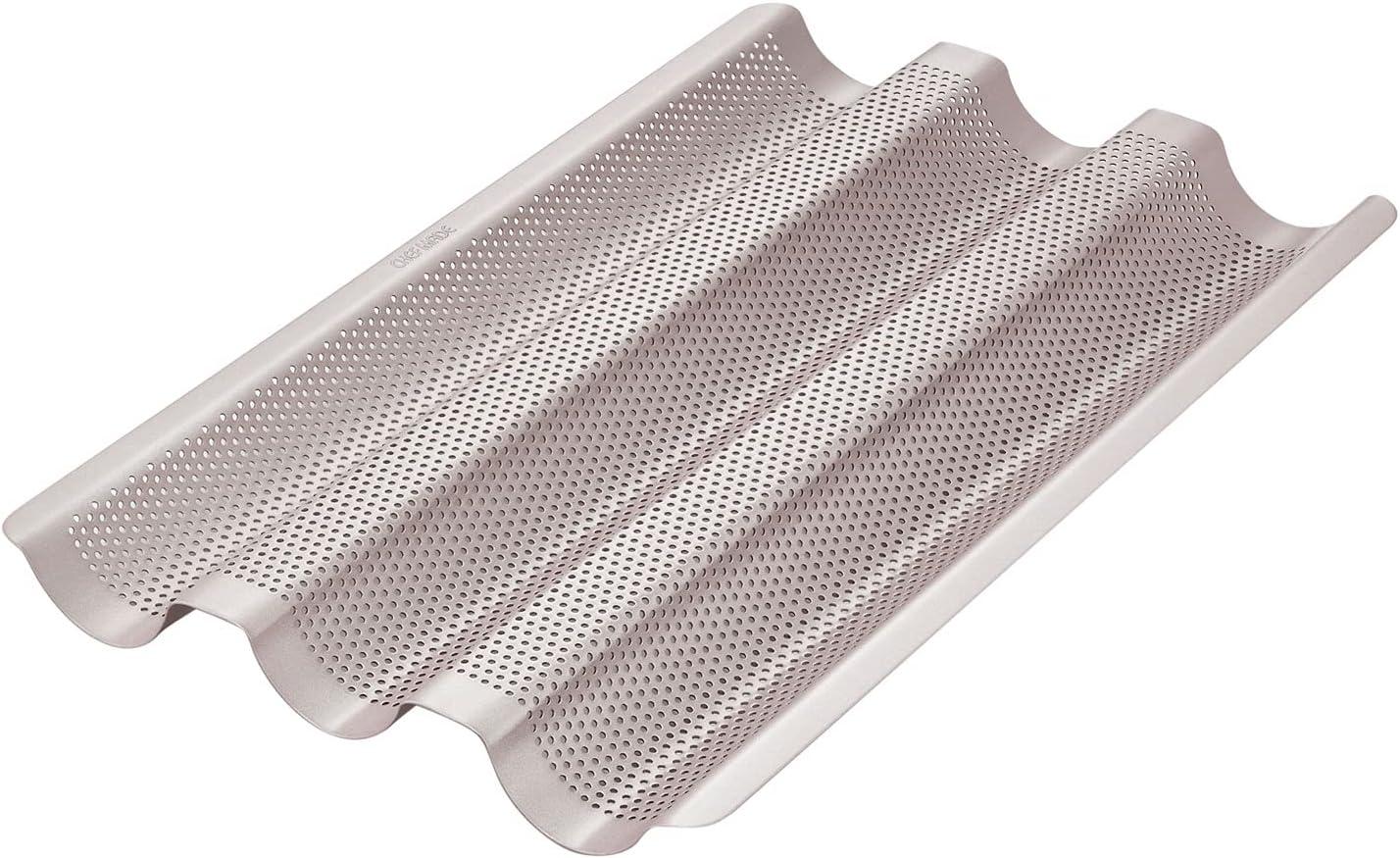 CHEFMADE 15 Inch 3 Wave Loaves Perforated Baguette Pan