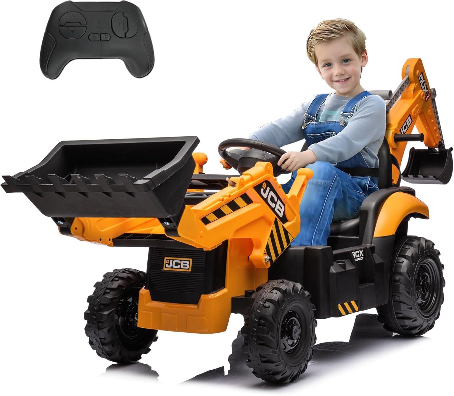 24V Yellow JCB Ride-On Excavator with Remote Control