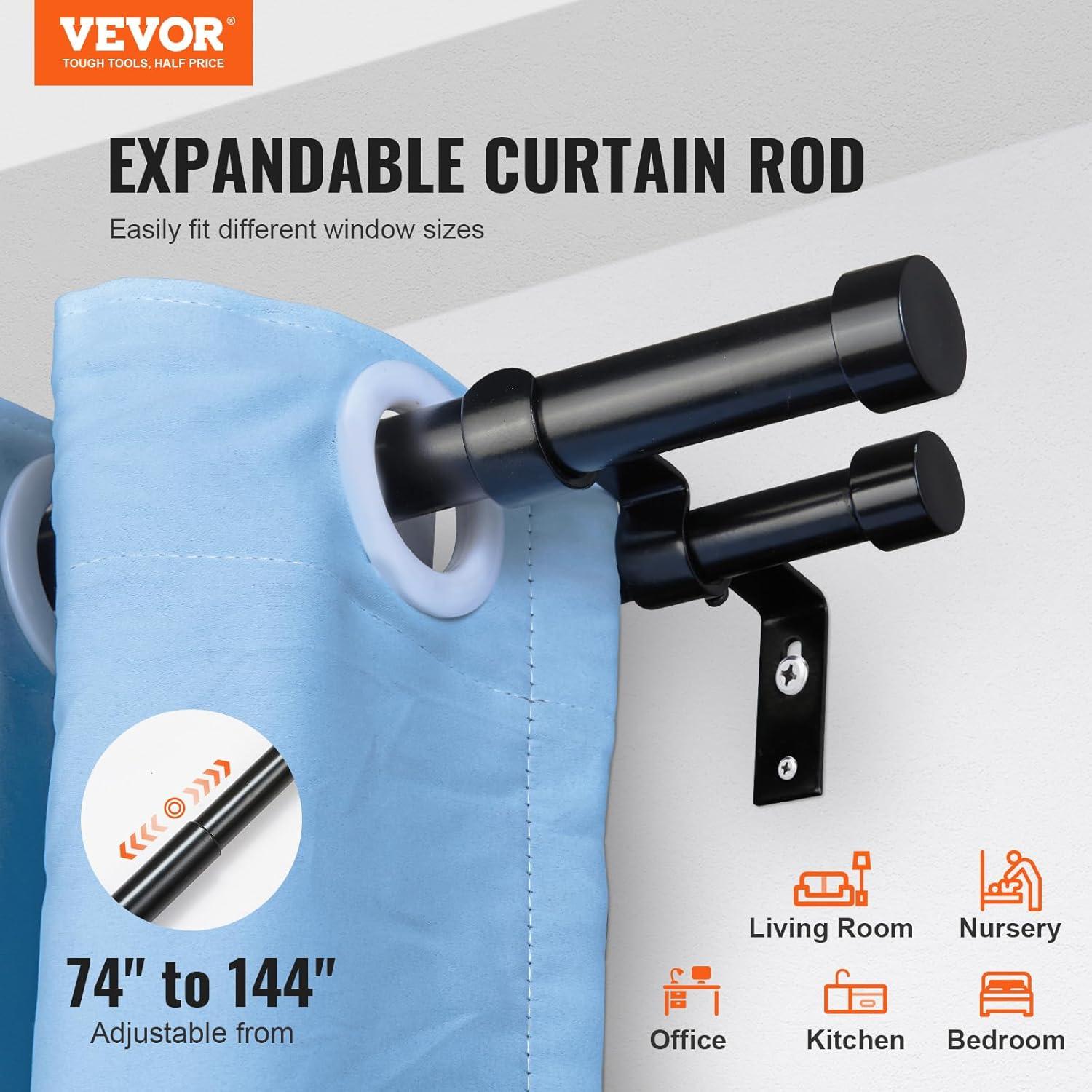 Steel Adjustable Double Curtain Rod