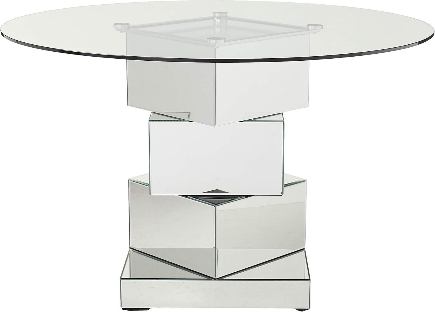 Meridian Furniture Haven Contemporary Glass Dining Table in Chrome