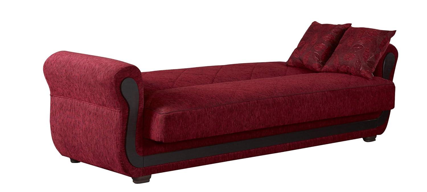 Tufted Twin Brown Fabric Sleeper Sofa with Storage and Rolled Arms