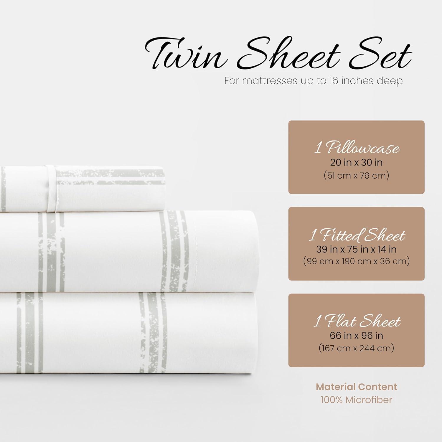 Noble Linens Gray Reversible Chevron Sleep Print 3-Piece Duvet Cover Set, King/CalKing