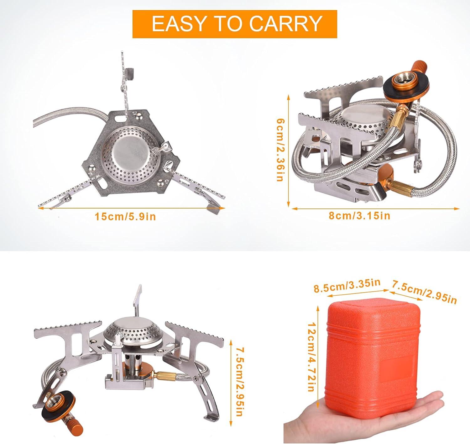 Portable Stainless Steel Gas Camping Stove with Propane Adapter