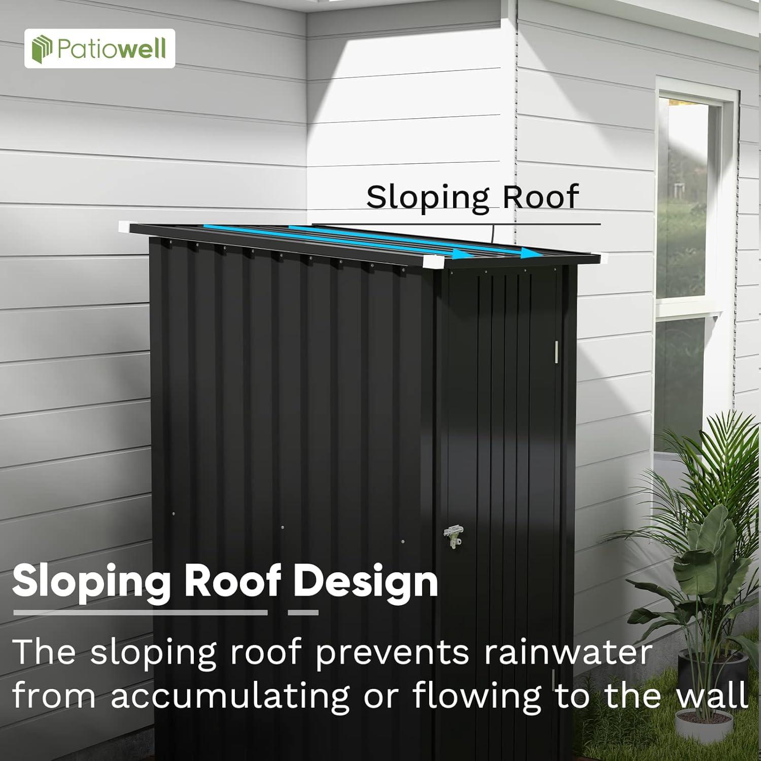 Patiowell 8' x 10' Outdoor Storage Shed, Large Garden Tool Metal Shed with Sloping Roof and Double Lockable Door, Outdoor Shed for Backyard Garden Patio Lawn, Brown