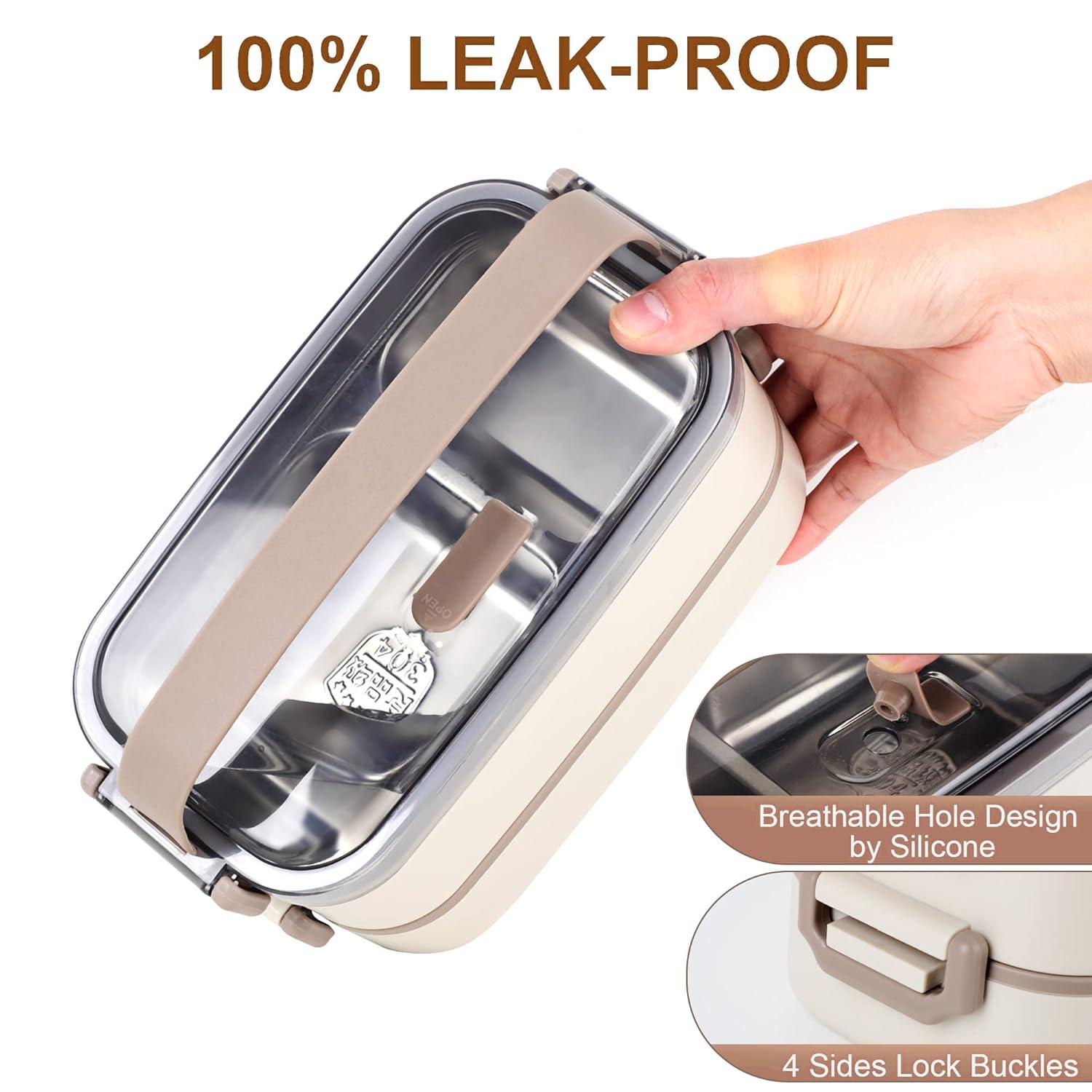 Stainless Steel Bento Box for Adults&Kids,Japanese Leakproof Lunch Box Divided Food Meal Storage Containers Set Stackable 2 Layer for Children School Picnic Green