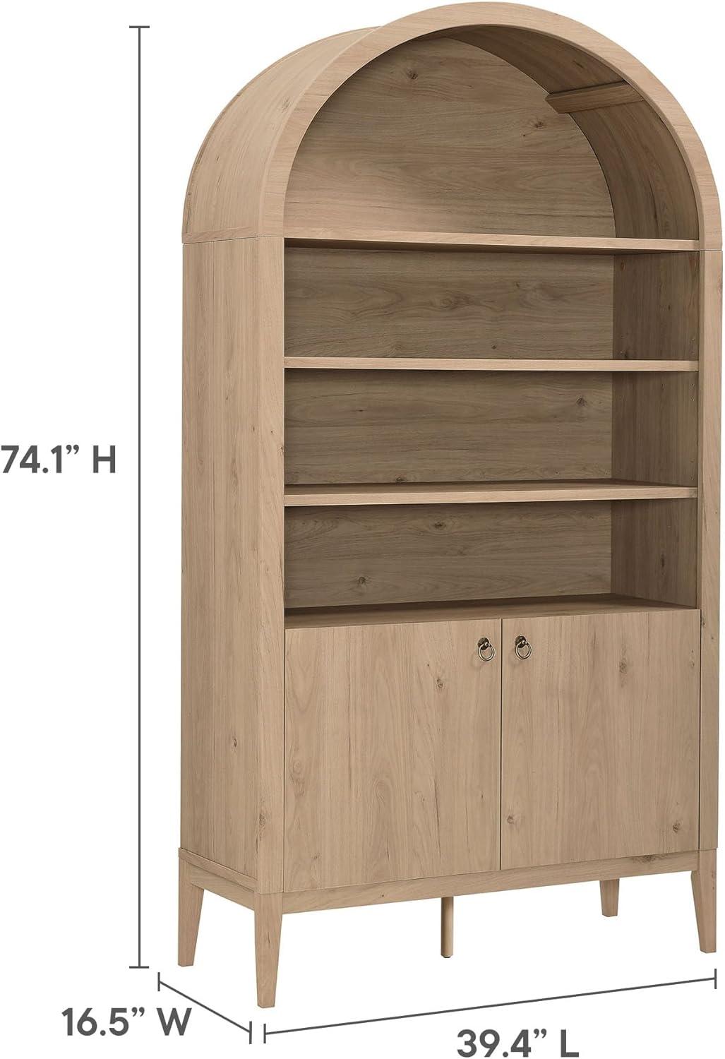 Modway Nolan 74" Tall Arched Storage Display Cabinet Bookshelf