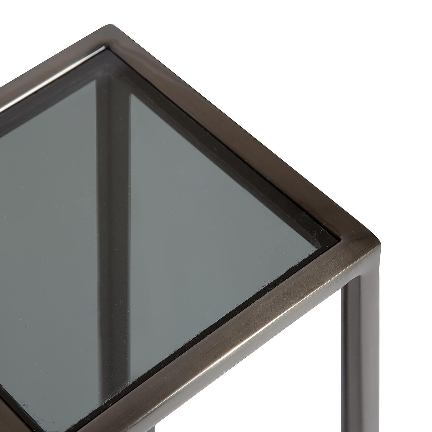 Kate and Laurel Jaspur Square Metal Drink Table, 7x7x21, Pewter