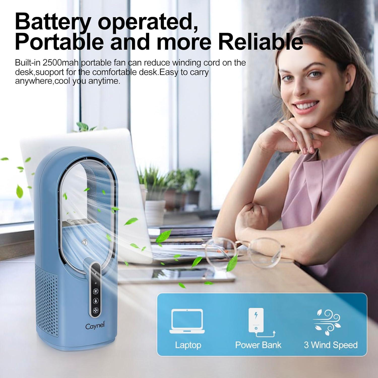 CAYNEL CAYNEL 11.8 Inch Portable Bladeless Desktop Personal Fan