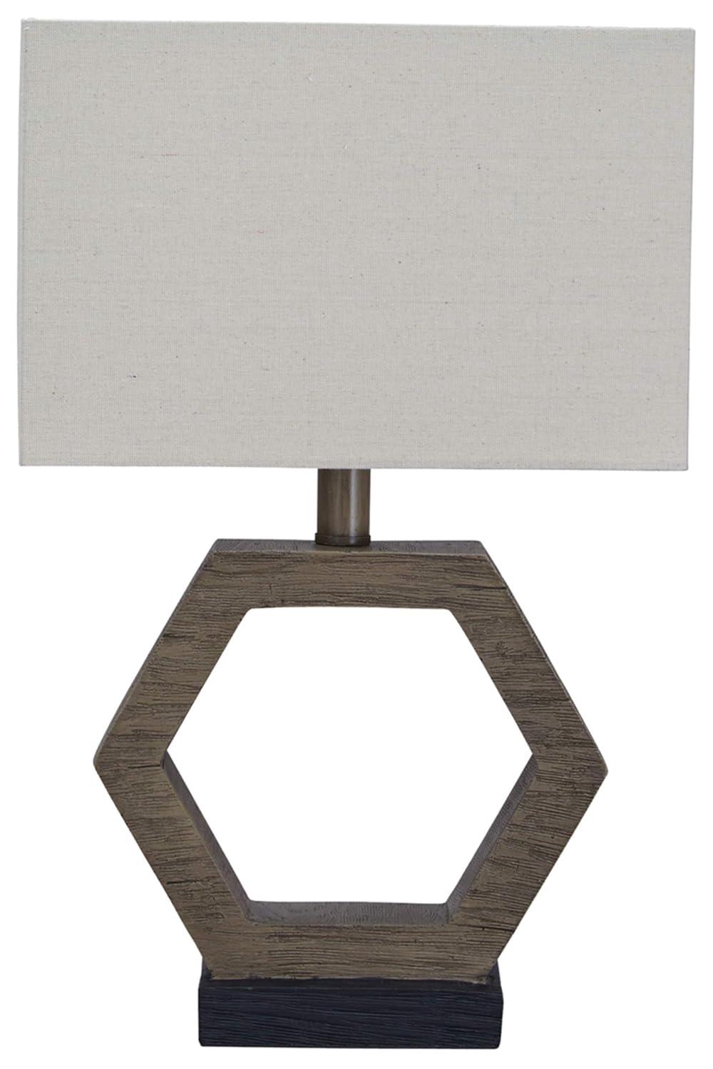 Marilu Table Lamp Gray/Brown - Signature Design by Ashley: Hexagonal Base, Polyester Shade, UL Listed