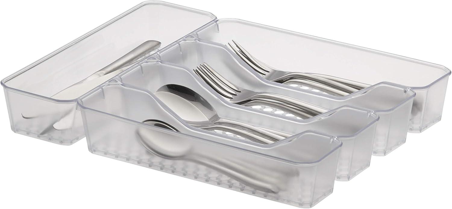 10"x13" Hexa 5-Divider Silverware Tray Clear - Spectrum Diversified: In-Drawer Utensil Organizer, Plastic Flatware Storage