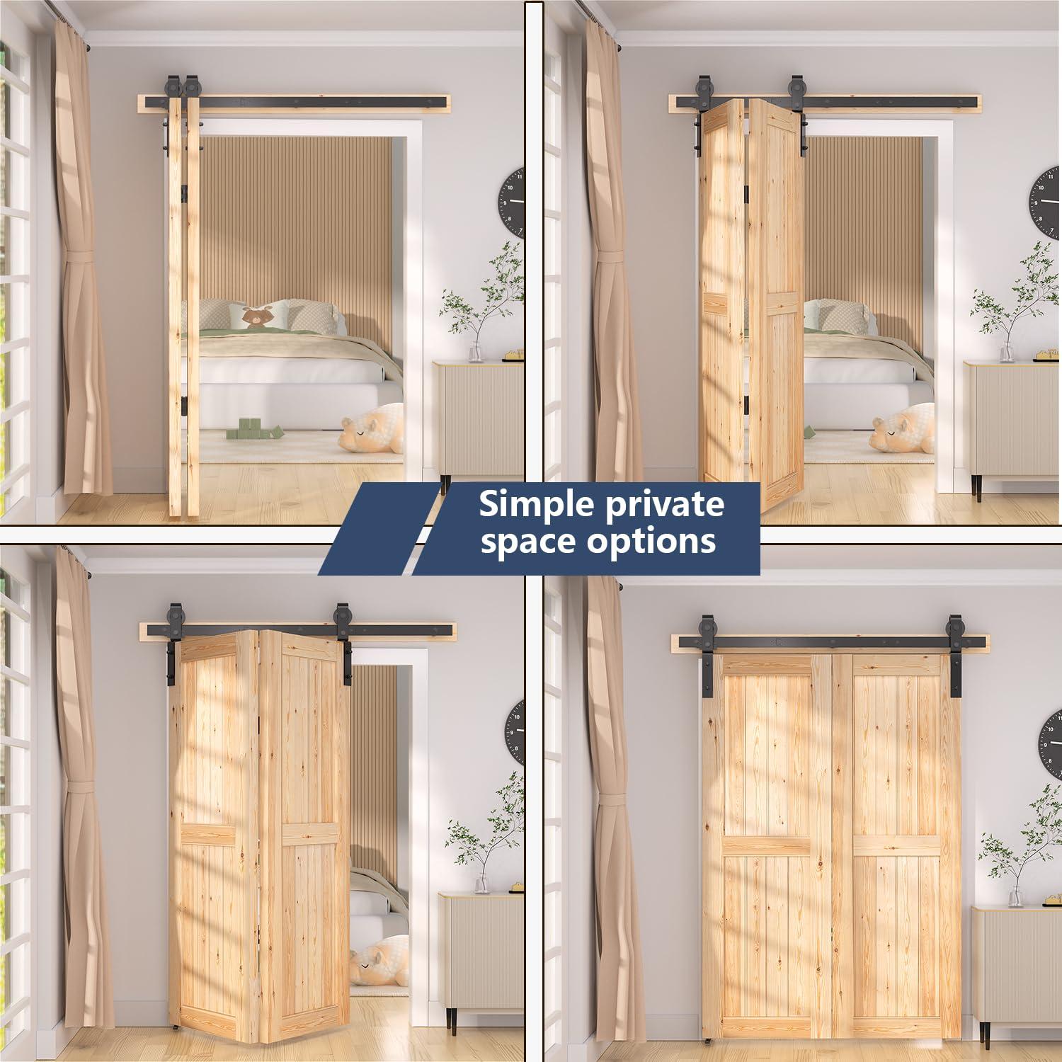MAXAYA 36" Bifold Barn Door Hardware Kit - Space Saving Folding ...