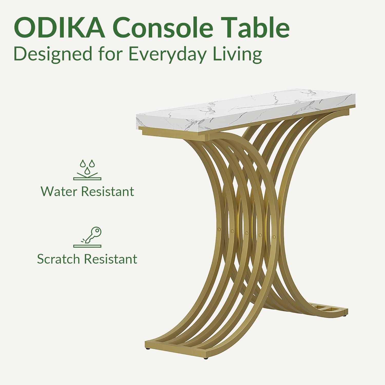 Console Table - Entryway Table for Living Room, Modern Sofa Accent Table with White Faux Marble Top