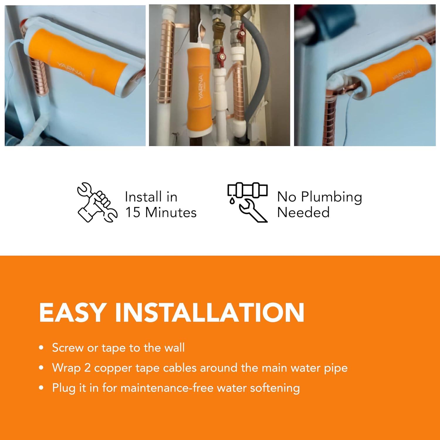 Capacitive Electronic Water Descaler System - Alternative Water Softener Salt Free for Whole House, Reduces the effects of Limescale and Rust formation [CWD24, Max 1" Pipe]