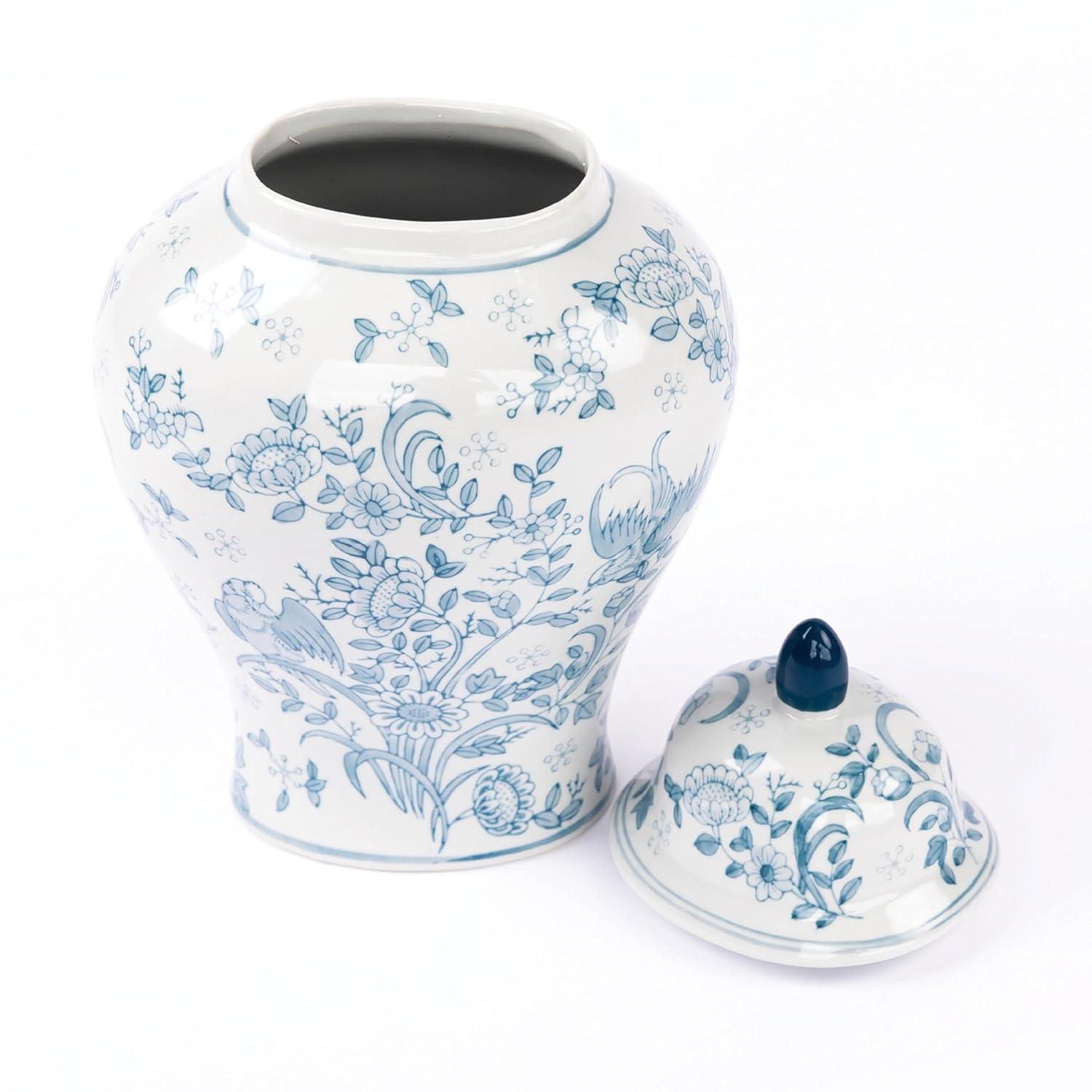 OneWorld Memorials Ceramic Cremation Urn for Adult Human - Large Memorial - Holds Up to 200 Cubic Inches of Ashes - Blue Bird Ceramic Funeral Urns