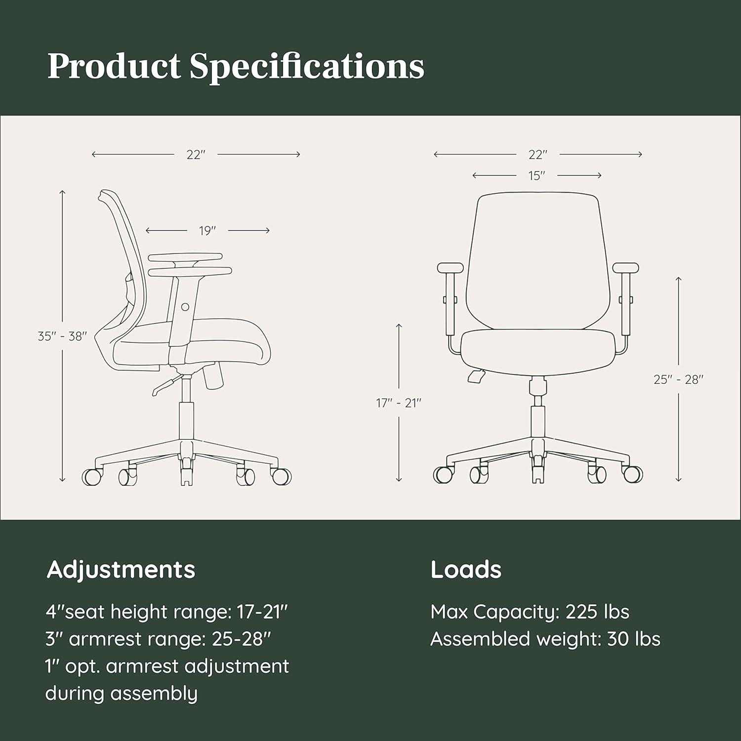 Slate Mesh and Leather Adjustable Swivel Task Chair