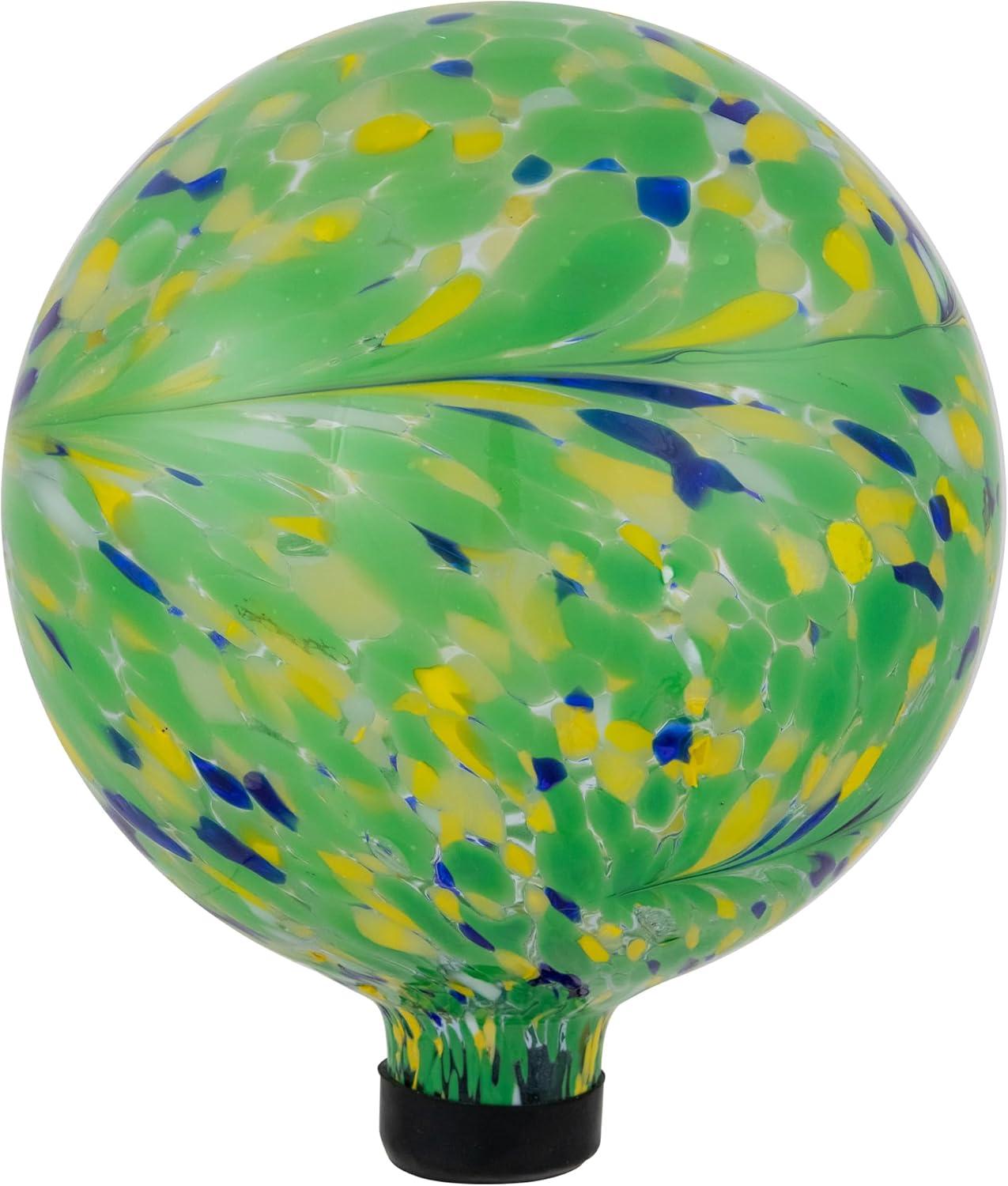 Northlight Hand Painted Swirled Outdoor Patio Garden Gazing Ball - 10" - Yellow and Green