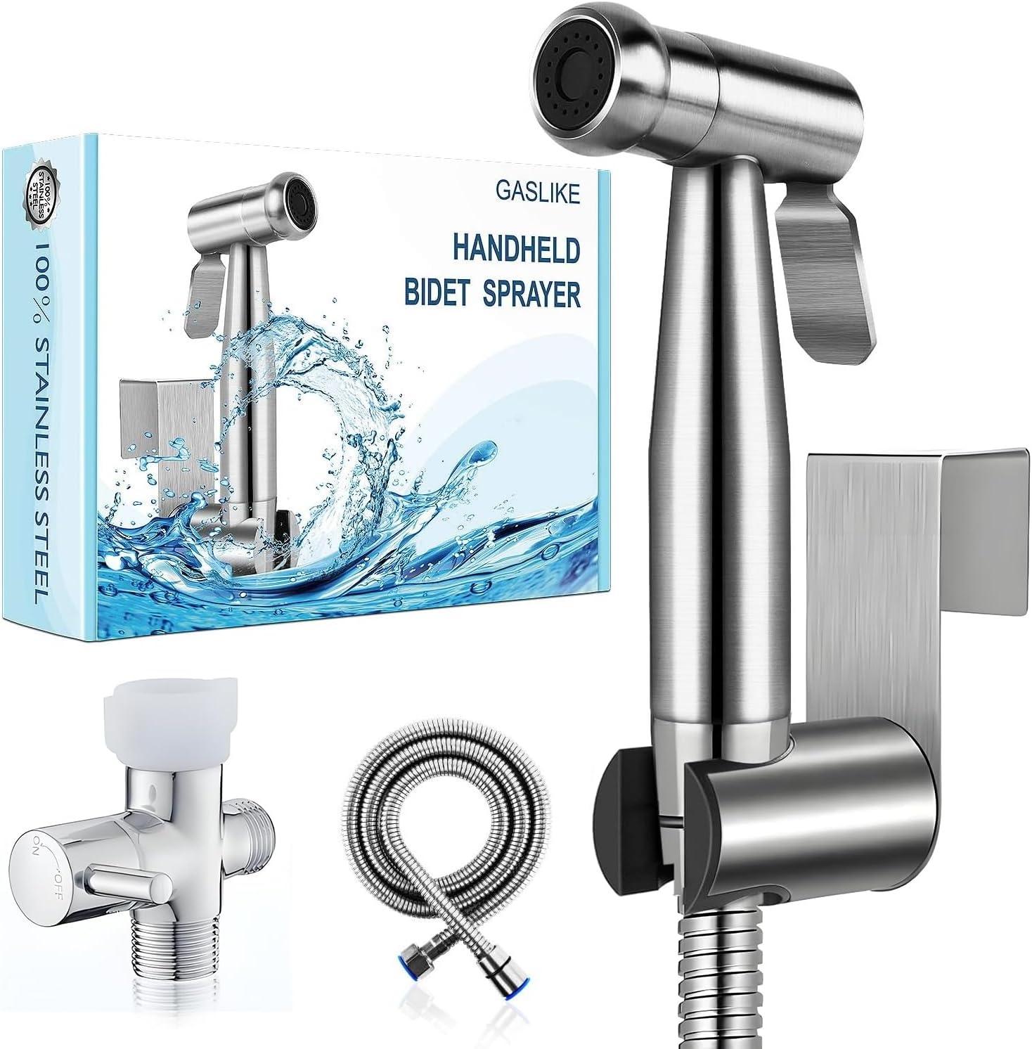 Handheld Bidet Sprayer for Toilet, Premium Stainless Steel Bathroom Bidet Sprayer Set with Anti-Leaking Hose & 2 Water Pressure, Ideal for Feminine Wash, Cloth Diaper Cleaning, Baby Wash & Pets Shower